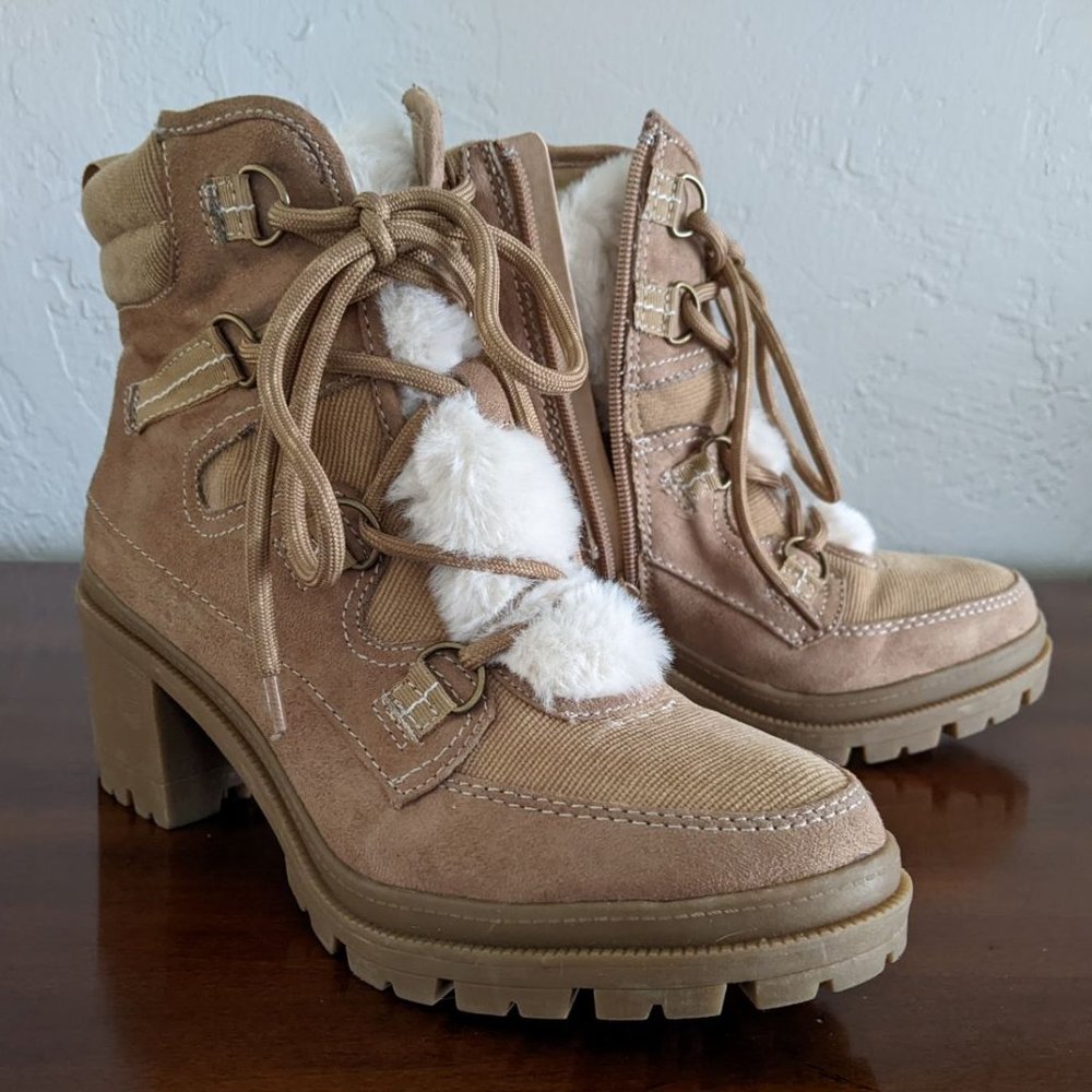 Worn 1x Jellypop Fur Heeled Hiker Boots